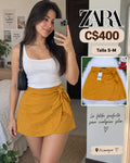 Falda Mini Mostaza con Nudo ZARA - Tallas S y M