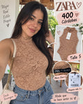 Body Encaje Nude Cuello Alto ZARA - Talla S