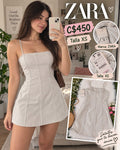 Vestido Mini Corsé Blanco ZARA - Talla XS