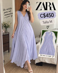 Vestido Maxi Lila Fruncido ZARA - Talla M