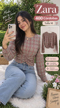 Blusa Crop Cuadros ZARA - Talla M