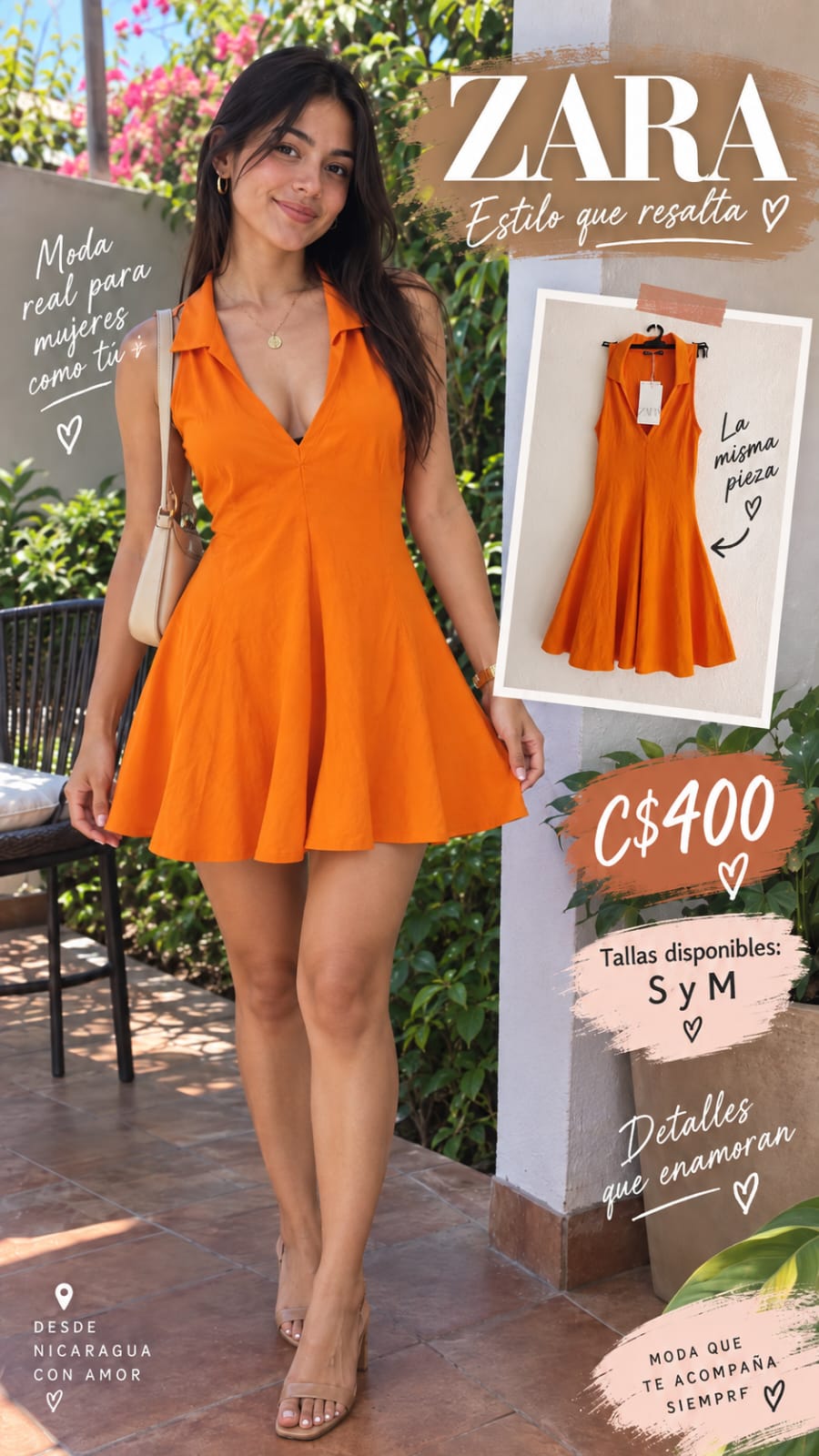 Vestido Naranja Tipo Polo ZARA - Tallas S y M