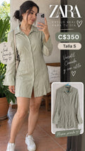 Vestido Camisero Verde Salvia ZARA - Talla S