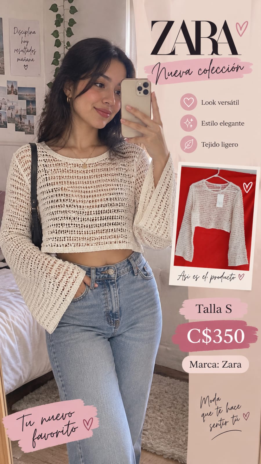 Top Crochet Crop ZARA - Talla S