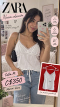 Top Tirantes con Encaje Blanco ZARA - Talla M